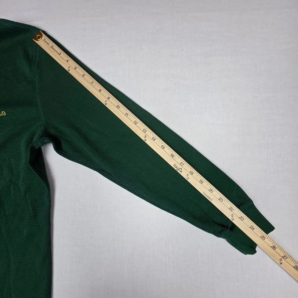 Polo Ralph Lauren Waffle Knit Thermal Shirt Mens XL Green Cotton Blend Pony Logo